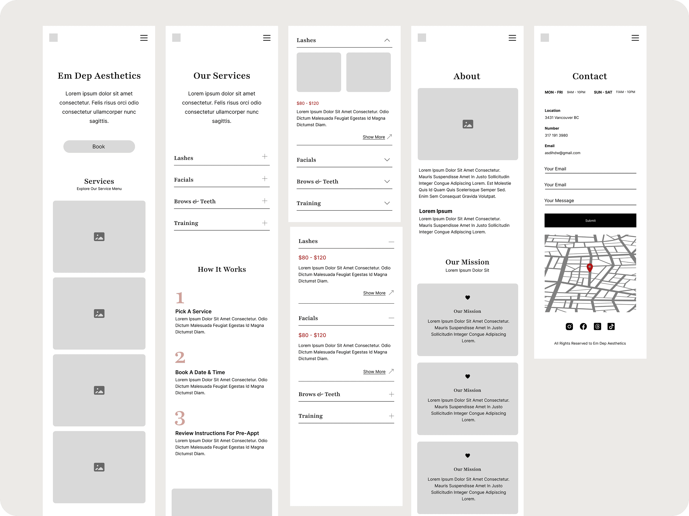 Mobile Low-Fidelity Wireframes