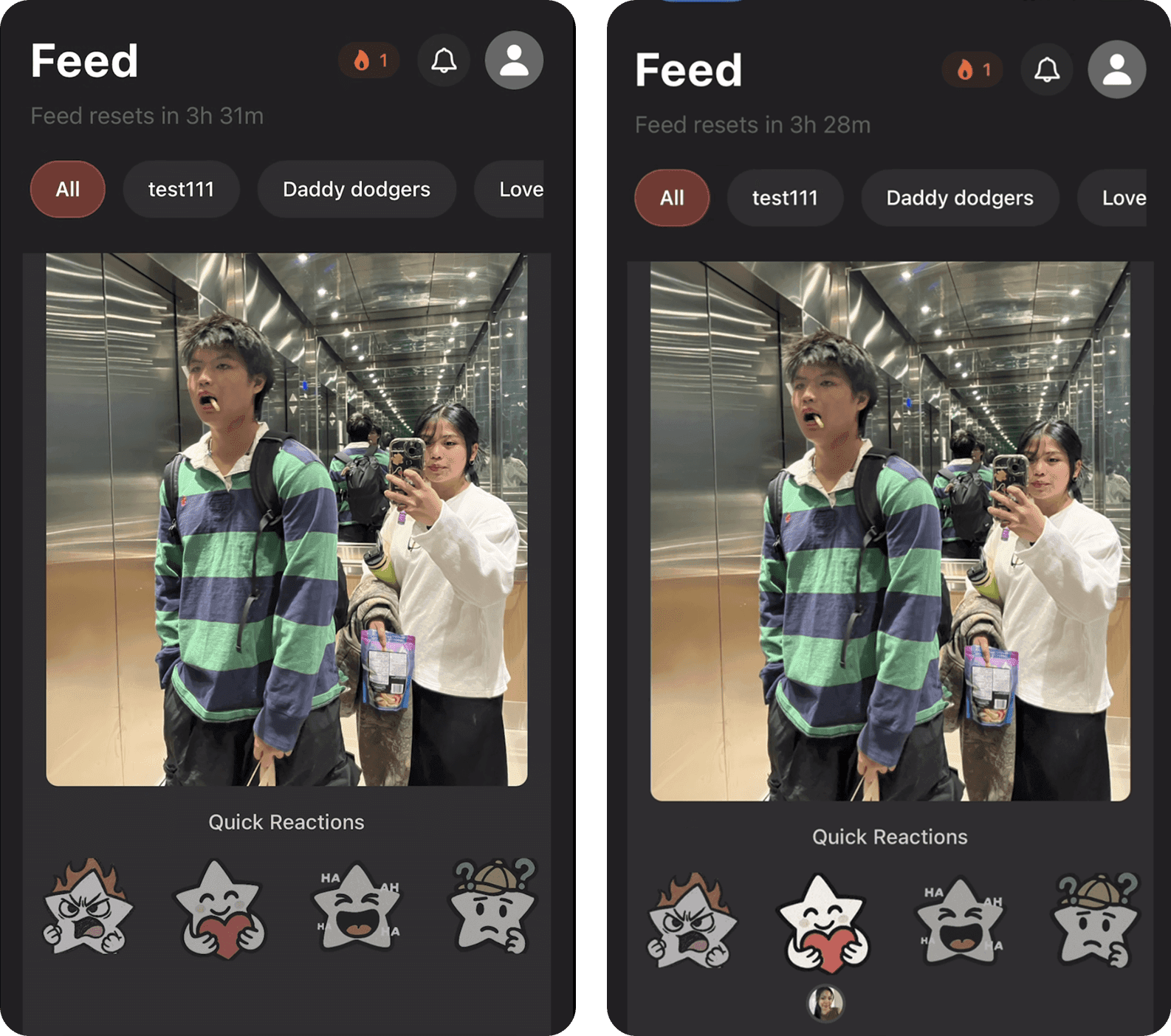 Sticker reactions exploration