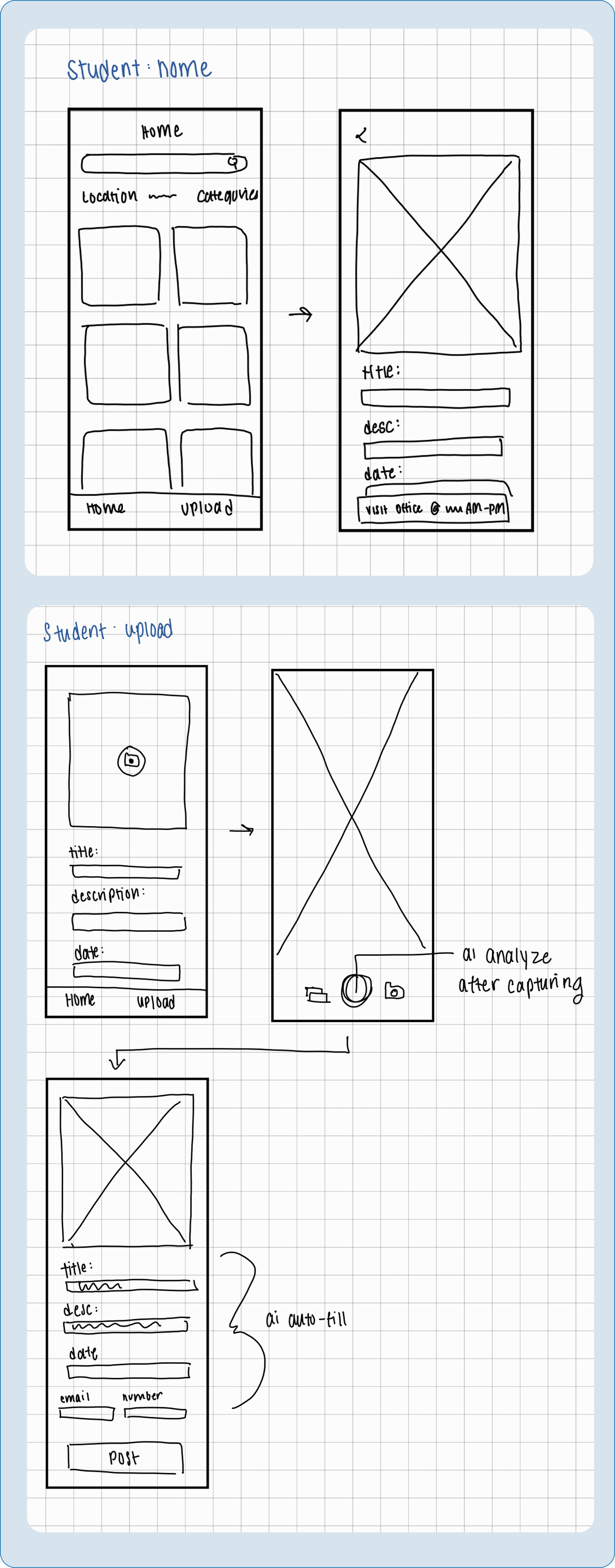 Student wireframes